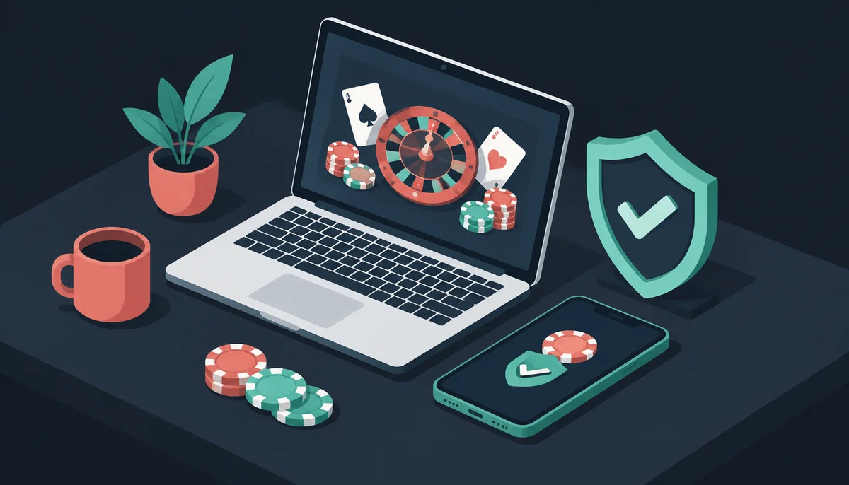 Isometric scene of laptop, smartphone and shield icon