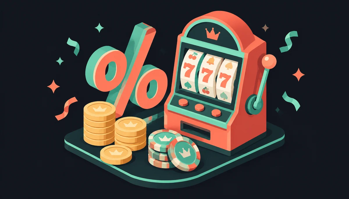 Isometric casino bonus scene with coins and slot machine