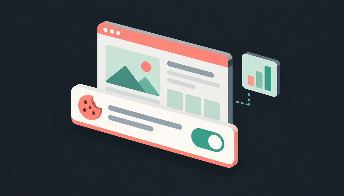 Cookie consent toggle and analytics chart icon
