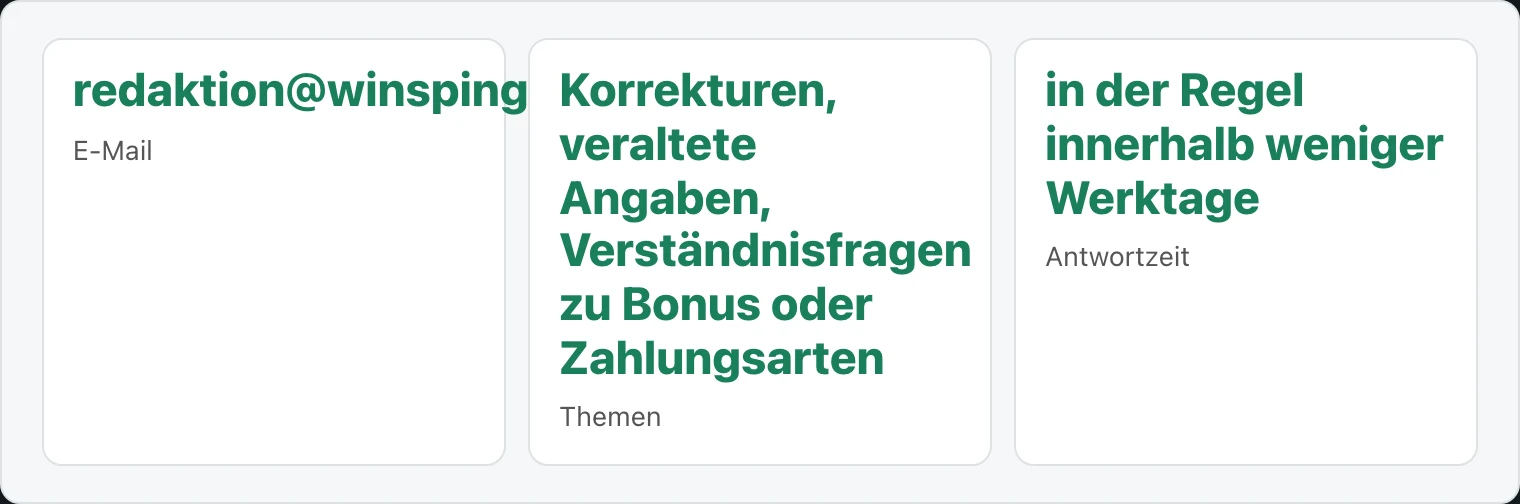 Three tiles showing email, topics, and response time for editorial contact