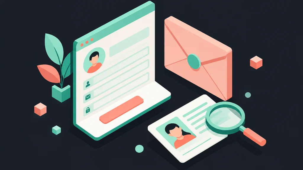 Isometric registration form, envelope and ID card